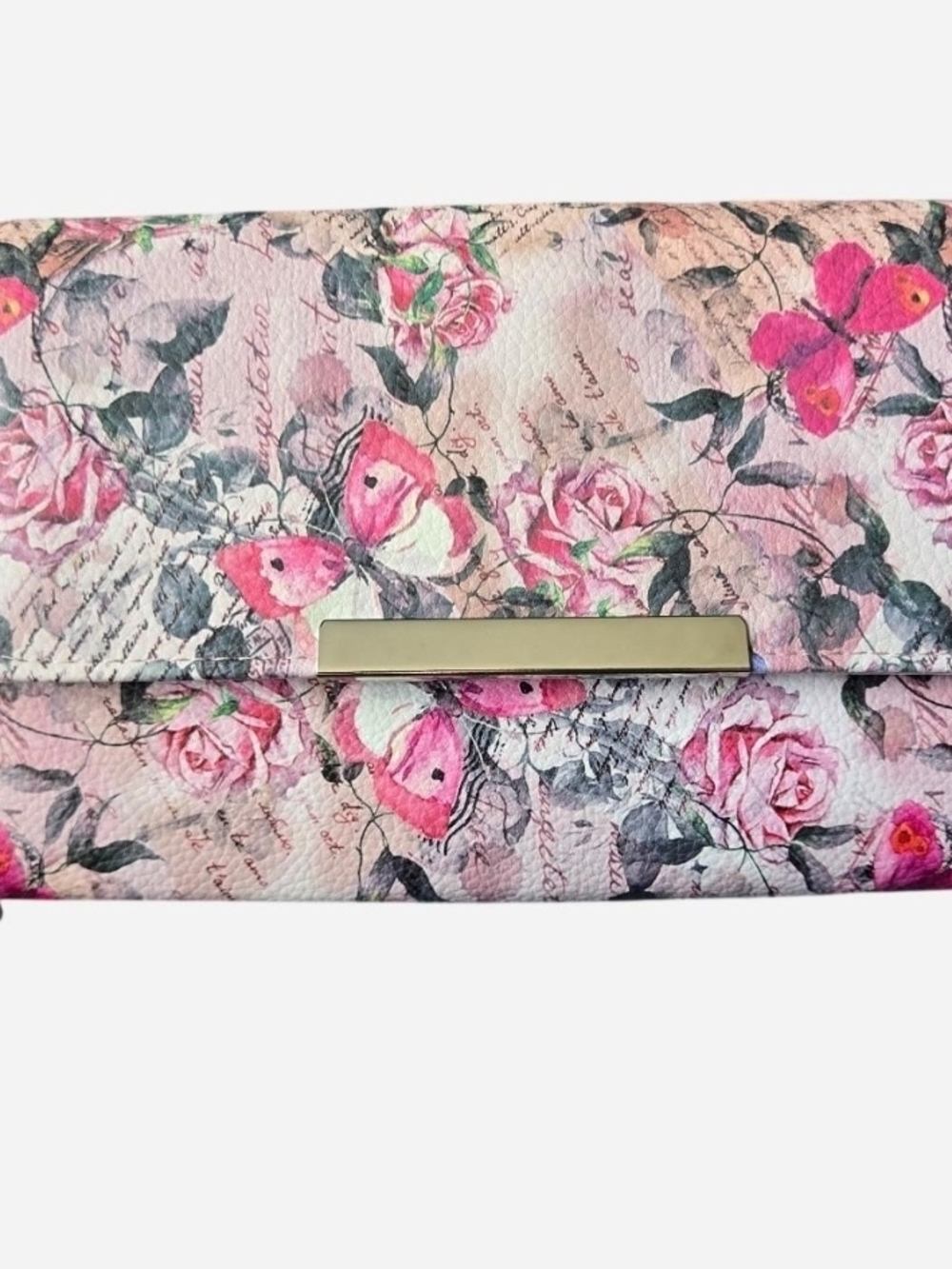 Floral Butterfly Clutch Bag in Pink